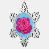 Mooie roze roze roos tin sneeuwvlok ornament (Rechts)