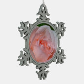 Mooie roze roze roos tin sneeuwvlok ornament (Links)