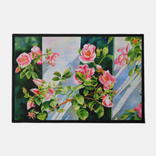 Mooie roze roze rozen, rode rozen, waterverf flora deurmat
