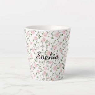 Mooie Roze Rozen Bloemig Latte Mok