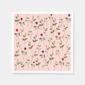 Mooie Roze Rozen Bloemige Bruids Shower Servetten (Voorkant)