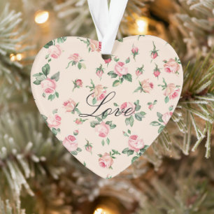 Mooie Roze Rozen Bloemige Kerst Ornament