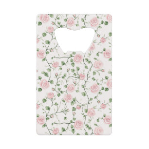 Mooie Roze Rozen Bloemrijke Bruidsdouche Kredietkaart Flessenopener