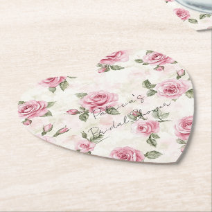 Mooie Roze Rozen Bruiloftsuitnodiging Kartonnen Onderzetters