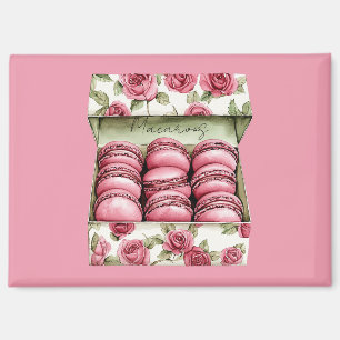 Mooie Roze Rozen Doos Macarons Magneet