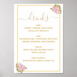 Mooie roze rozen Drinken Menú Poster
