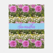 Mooie roze rozen en Daisies Floral Fleece Deken (Voorkant)