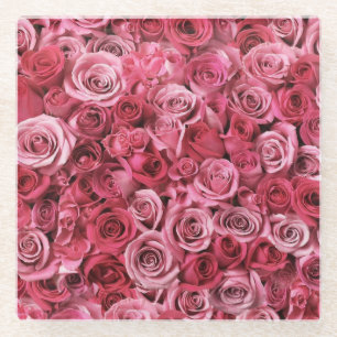 Mooie roze rozen glazen onderzetter