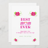 Mooie Roze Rozen Hart Beste Moeder Ooit Moederdag Feestdagenkaart (Voorkant / Achterkant)
