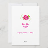 Mooie Roze Rozen Hart Beste Moeder Ooit Moederdag Feestdagenkaart (Achterkant)