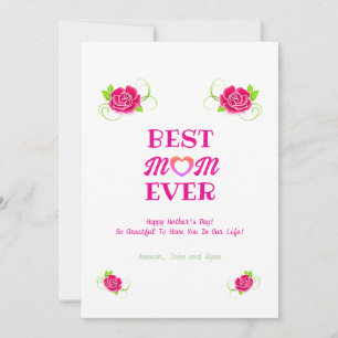 Mooie Roze Rozen Hart Beste Moeder Ooit Moederdag Feestdagenkaart