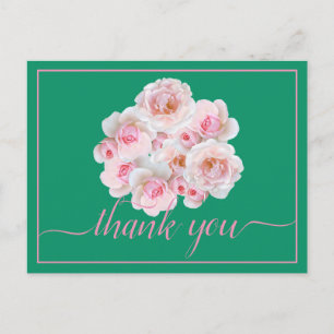 Mooie Roze Rozen Kleur Achtergrond Chic Bedankt Briefkaart