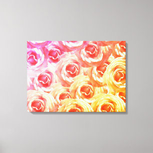 Mooie roze rozen kunst aan de muur canvas afdruk