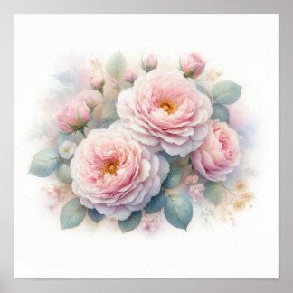 Mooie Roze Rozen Kunst Poster