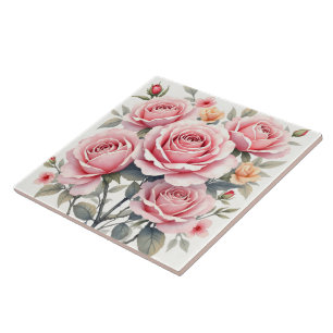 Mooie Roze Rozen Luxe Trendy Collectie Tegeltje