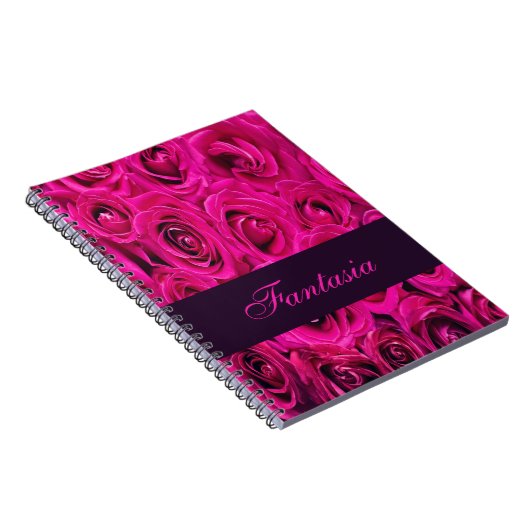 Mooie roze rozen monogram notitieboek (Rechterzijde)