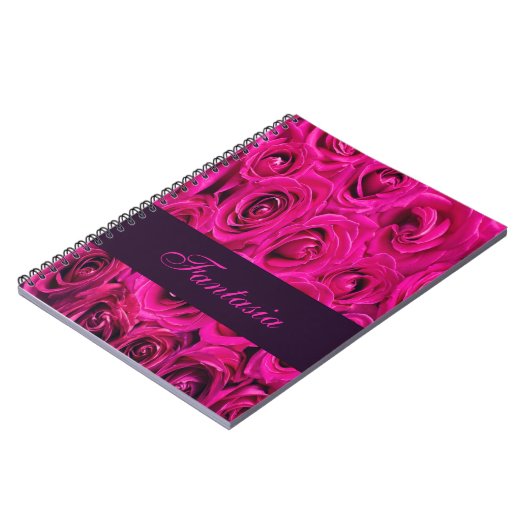 Mooie roze rozen monogram notitieboek (Linkerzijde)