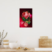 MOOIE ROZE ROZEN MONOGRAM POSTER (Keuken)