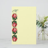 MOOIE ROZE ROZEN MONOGRAM, room Briefpapier (Staand voorkant)