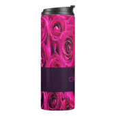 Mooie roze rozen monogram thermosbeker (Gedraaid links)