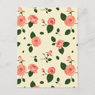 Mooie Roze Rozen Pastel Roze Patroon Briefkaart