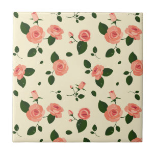 Mooie Roze Rozen Pastel Roze Patroon Tegeltje
