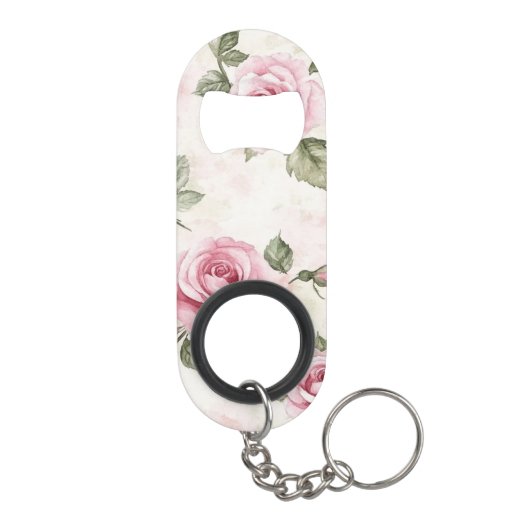 Mooie Roze Rozen Romantische Liefde Mini Flessenopener (Achterkant)