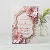 Mooie roze rozen weddenschappen kaart (Staand voorkant)