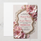 Mooie roze rozen weddenschappen kaart (Voorkant / Achterkant)