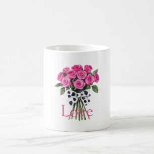Mooie Roze Rozen Western Cow Print Boog Koffiemok