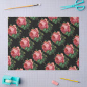 MOOIE ROZE ROZEN, zwarte bloemen Tissuepapier (Craft)