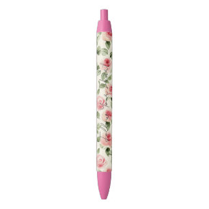 Mooie Roze Rozen Zwarte Inkt Pen
