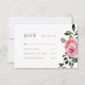 Mooie roze rozenweddenschap RSVP kaartje (Voorkant)