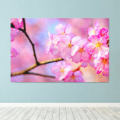 Mooie roze Sakura-bloemen in de lente Canvas Afdruk (Insitu (Houten vloer))
