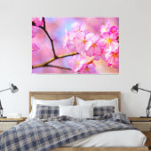 Mooie roze Sakura-bloemen in de lente Canvas Afdruk (Insitu (Slaapkamer))