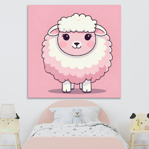 Mooie Roze Schaap Nursery Muur Kunst Print Poster