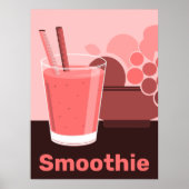 Mooie Roze Smoothie Glas & Vruchten Poster (Voorkant)