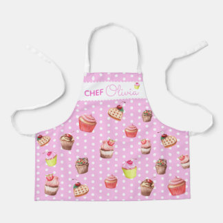 Mooie Roze Stippen Persoonlijk Chef Cupcake Schort