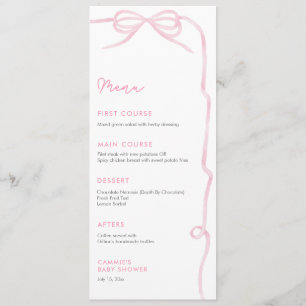 Mooie Roze Strik Baby Meisje Shower Feest Menu