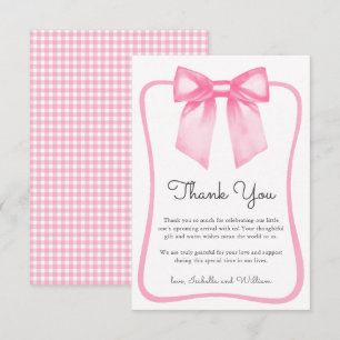 Mooie Roze Strik Baby Shower Bedankkaart