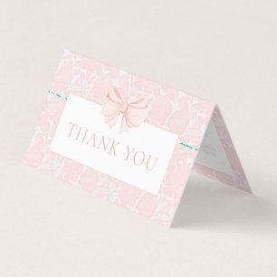 Mooie roze strik bloemige babyshower bedankkaartje kaart
