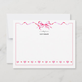 Mooie Roze Strik Lint Frame Notitiekaartje