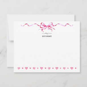 Mooie Roze Strik Lint Frame voor Meisjes Notitiekaartje