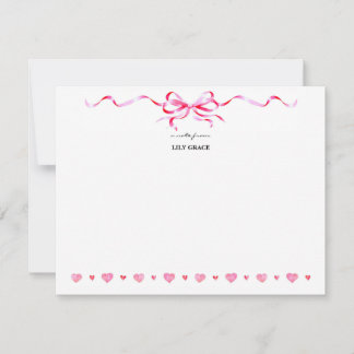 Mooie Roze Strik Lint Frame voor Meisjes Notitiekaartje