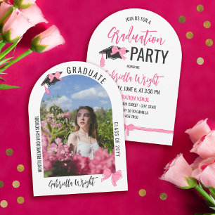 Mooie Roze Strikjes Boog Afstudeerfeest Kaart