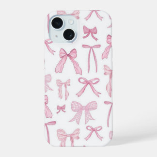 Mooie Roze Strikjes Esthetische Hoes voor Telefoon iPhone 15 Hoesje