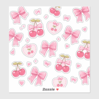 Mooie Roze Strikjes & Kersen Notitieboek | Kawaii Sticker