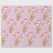 Mooie roze teddy verjaardag cadeaupapier (Vlak)