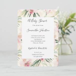 Mooie Roze Tropische Orchideeën Bloemen Baby Showe Kaart