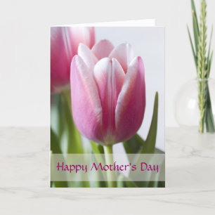 Mooie roze tulp, vrolijke Moederdag Kaart